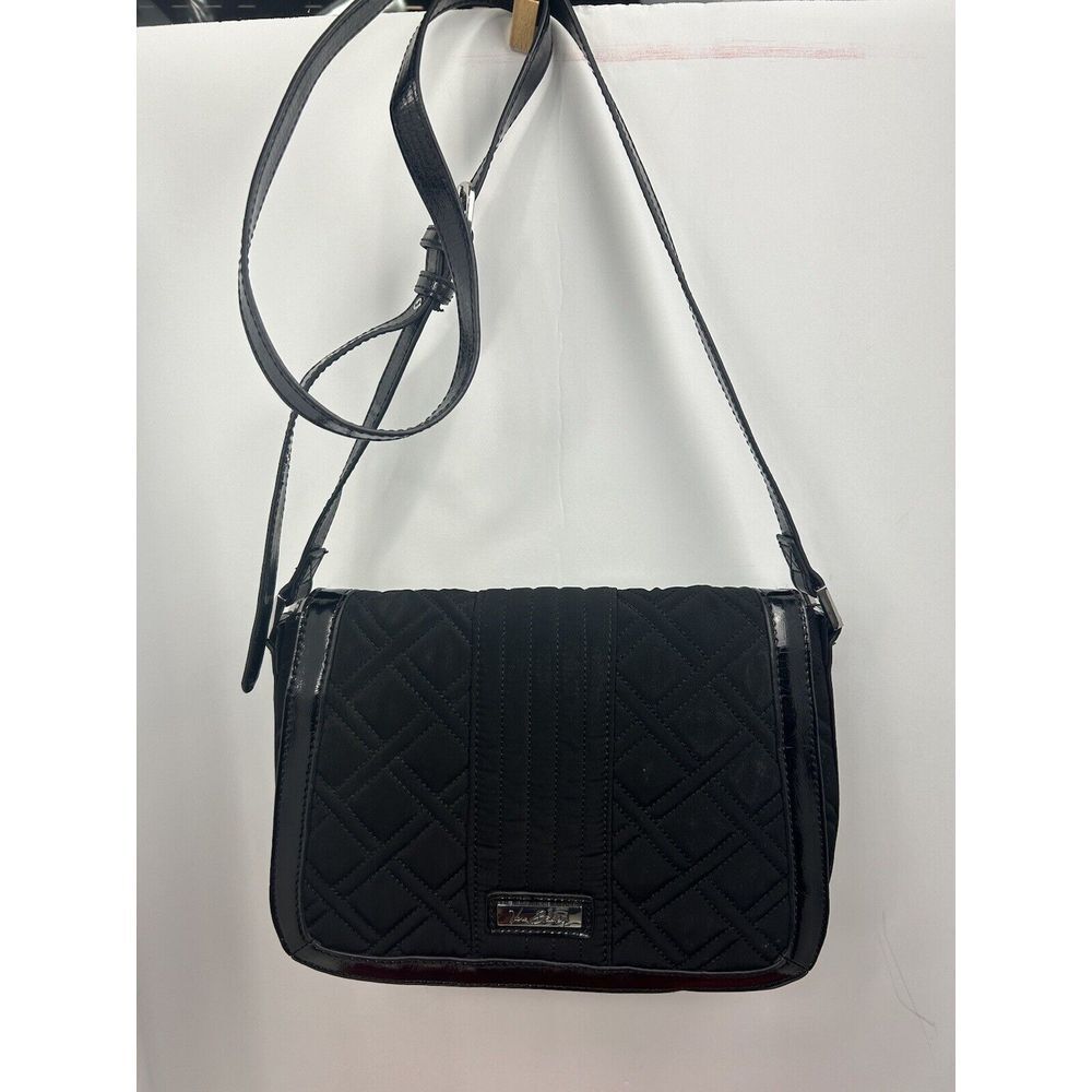 Vera‎ Bradley Iconic Quilted Messenger Bag Black Pattern Lining